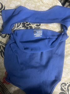 Blue Ribbed Bodysuit