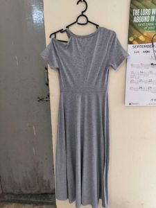 Grey One-Shoulder Midi Dress