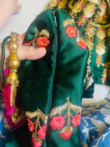 Emerald Green Embroidered Lehenga Choli Set