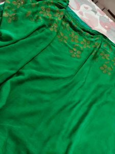 Vibrant Green Floral Saree