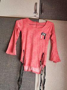 Pink Bell Sleeve Top with Trendy Straps