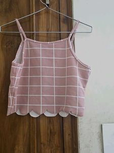 Cute Pink Plaid Crop Top