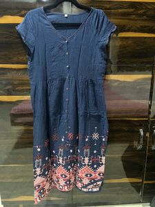 Embroidered Navy Blue Maxi Dress