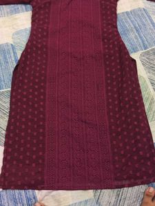 Maroon Chikankari Kurta Set
