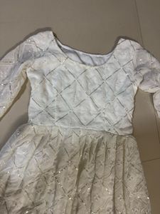 Elegant White Sequined Ethnic Gown