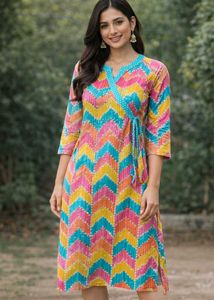 Vibrant Chevron Print Kurta