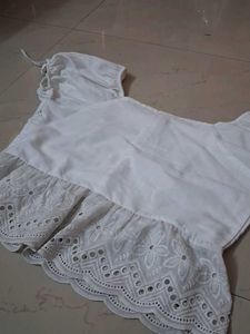 White Eyelet Peplum Top