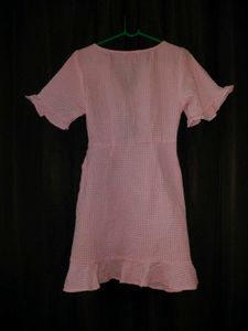 Pink Gingham Tie-Front Mini Dress