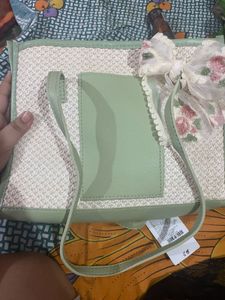 Chic Woven Tote Bag with Floral Bow