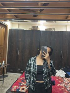 Green Plaid Button-Up Shirt