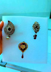 3Exquisite Beaded Brooch with Red Drop