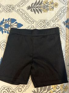 Black Ribbed Biker Shorts