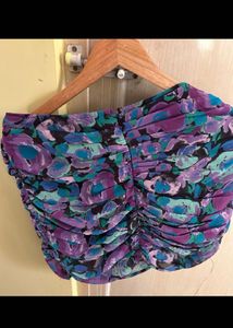 Ruching Floral Mini Skirt
