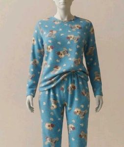 Cute Blue Teddy Bear Print Top
