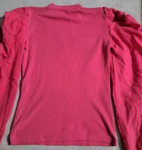 💗 Pink Ribbed Full-Sleeve Top – Stylish