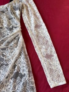 Zara White Net Lace Mini Dress