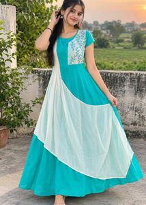 Teal Embroidered Kurta