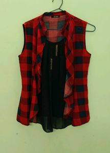 Red Checked Layered top
