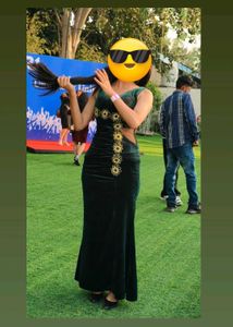 Elegant Green Velvet Ethnic Gown