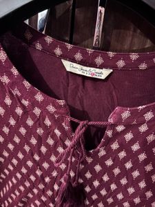 Maroon Printed Peplum Top