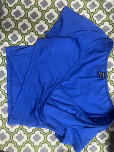 V-Neck Blue Wrap Crop Top