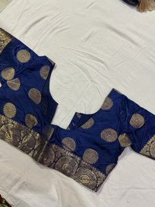 Vibrant Blue Silk Saree with Brocade Border