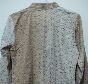 Hakoba embroidered work beige Kurta