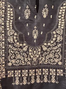 W Black Kurta with Intricate Embroidery