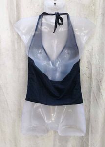 Blue Denim Halter Neck Crop Top