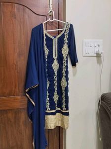 Elegant Navy Blue Embroidered Suit