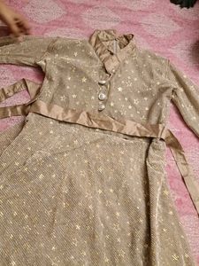 Golden Sparkling Star Print Gown