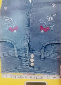 Cute Embroidered Blue Denim Jeans