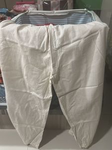 Cream Cotton Palazzos with Lace Detail