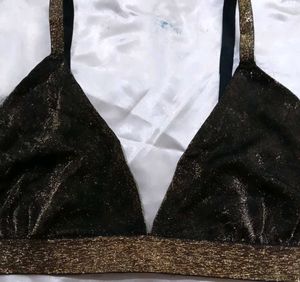 Stylish Black Gold Bra seez l