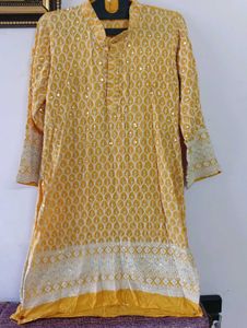 Yellow Embroidered Kurta