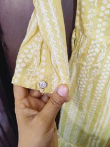 Yellow Printed Kurta
