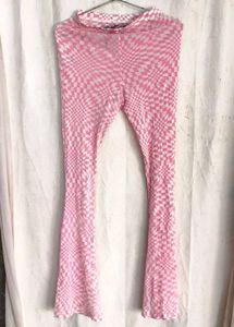 Y2K Pink Checkerboard Flare Pants