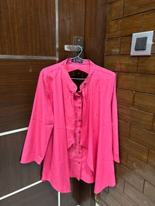Pink Mandarin Collar Top
