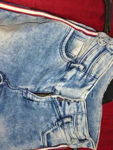 Stylish Blue Jeans with Side Stripe