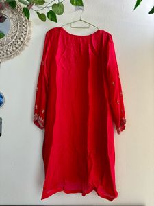 Rose Red Heavy handwork embroidered Sharara Set