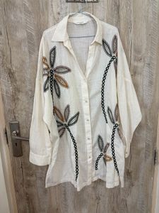 Embroidered Oversized Shirt or Beach Cover-Up