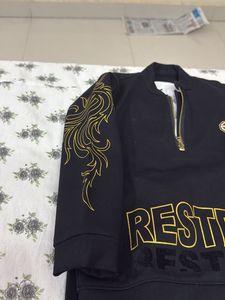black white T-shirt ,  pant n sweat jack