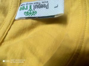 yellow fringe style printed top