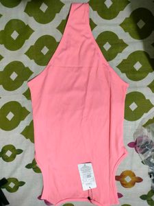 Shein Pink Ribbed Tank Bodysuit