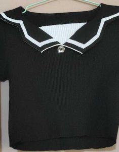 Chic Black Sailor Collar Top
