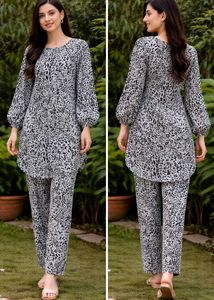 Chic Leopard Print Kurta Set (coordset)
