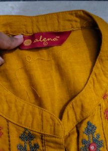 Mustard Yellow Embroidered Kurta