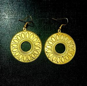 Boho Gold Tone Ethnic Hoop Earrings