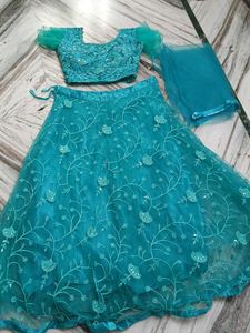 Teal Embellished Lehenga Set