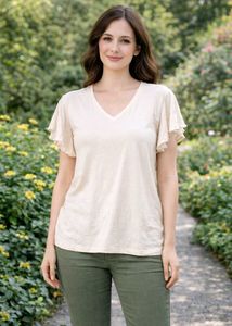 new Flutter Sleeve V-Neck Tee